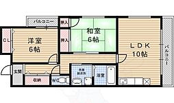 京都市営烏丸線 四条駅 徒歩2分の賃貸マンション 7階2LDKの間取り