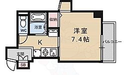阪急京都本線 西院駅 徒歩9分の賃貸マンション 7階1Kの間取り