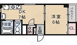 JR山陰本線 丹波口駅 徒歩5分の賃貸マンション 3階1DKの間取り