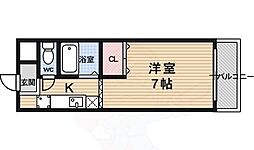 阪急京都本線 西京極駅 徒歩14分の賃貸マンション 2階1Kの間取り