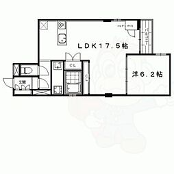 ヴィラスタジオーネ御所南 1LDKの間取図画像