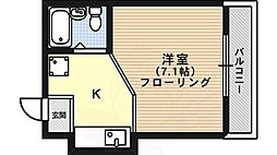 ラルン柏野 3階ワンルームの間取り