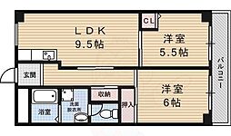 JR東海道・山陽本線 西大路駅 徒歩12分の賃貸マンション 5階2LDKの間取り