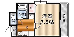 京都市営烏丸線 五条駅 徒歩8分の賃貸マンション 5階1Kの間取り