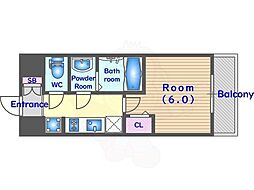 京都市営烏丸線 九条駅 徒歩5分の賃貸マンション 5階1Kの間取り