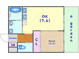 京都地下鉄東西線 太秦天神川駅 徒歩10分の賃貸アパート 1階1DKの間取り