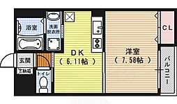 ロイヤルシティー AYA 3階1DKの間取り