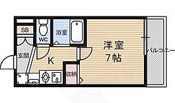 阪急京都本線 西院駅 徒歩9分の賃貸マンション 3階1Kの間取り