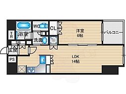 JR山陰本線 丹波口駅 徒歩10分の賃貸マンション 2階1LDKの間取り