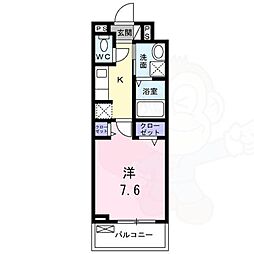 近鉄京都線 十条駅 徒歩22分の賃貸アパート 3階1Kの間取り