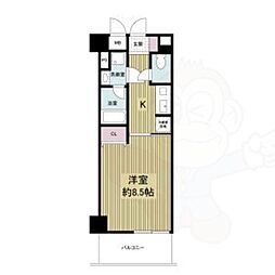 阪急京都本線 西京極駅 徒歩10分の賃貸マンション 4階1Kの間取り