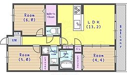 近鉄京都線 上鳥羽口駅 徒歩8分の賃貸マンション 8階2SLDKの間取り