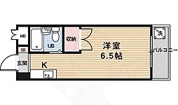 京都地下鉄東西線 西大路御池駅 徒歩10分の賃貸マンション 3階1Kの間取り