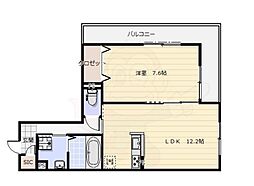 (仮称)吉祥院宮ノ東マンション 2階1LDKの間取り