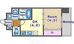京都市営烏丸線 十条駅 徒歩3分の賃貸マンション 3階1DKの間取り