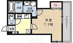 阪急京都本線 西院駅 徒歩11分の賃貸マンション 4階1Kの間取り