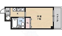 京都市営烏丸線 五条駅 徒歩1分の賃貸マンション 6階1Kの間取り