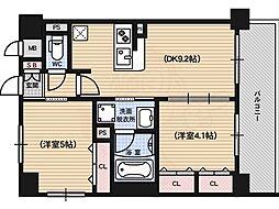 JR東海道・山陽本線 京都駅 徒歩10分の賃貸マンション 2階2LDKの間取り