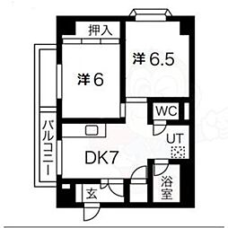 コスモ星の子ハイツ 2DKの間取図画像