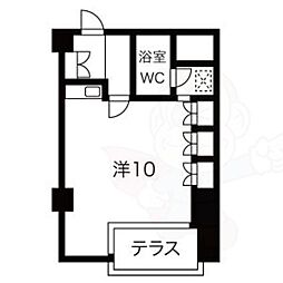 ヴェルビュ二条城東 ワンルームの間取図画像