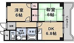 サンロード・朱雀 2DKの間取図画像