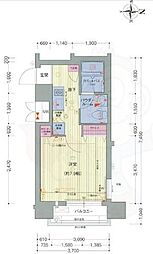 プレサンスNEO京都烏丸 ワンルームの間取図画像