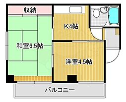 プラザ篠 2DKの間取図画像