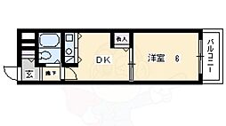 デトム・ワン四条大宮Part2 1DKの間取図画像