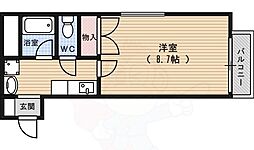 カーサ・ヴェルデ高辻 1Kの間取図画像