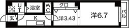 朱雀館 1Kの間取図画像