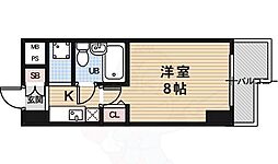 パラドール西院パート1 ワンルームの間取図画像