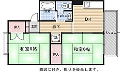 セジュール金閣 2DKの間取図画像