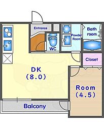 プライベートレジデンス御所西 1LDKの間取図画像
