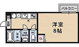 フラッティ西本願寺 1Kの間取図画像