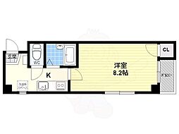 リバリー朱雀 1Kの間取図画像