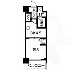 アクアプレイス京都三条朱雀 1DKの間取図画像
