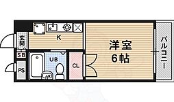パラドール円町 1Kの間取図画像