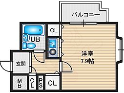スカイノブレ京都四条大宮 ワンルームの間取図画像