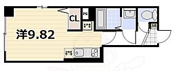 attrice東堀川 1Kの間取図画像
