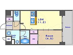 ラウレア西院 1LDKの間取図画像