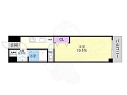 朱雀館 1Kの間取図画像