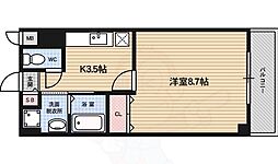 エテルネル一由 1Kの間取図画像