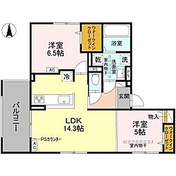 Dーresidence下田部B 2LDKの間取図画像