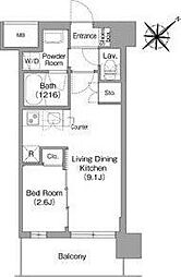 コンフォリア・リヴ淡路 6階1LDKの間取り