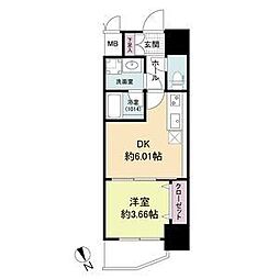 ブランシエスタ天満 7階1DKの間取り