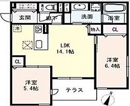 クラシスト瑞光 2LDKの間取図画像
