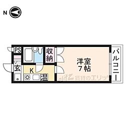 アラスカハウス 1Kの間取図画像
