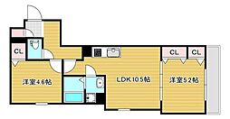茨木市豊川4丁目アパート 2LDKの間取図画像