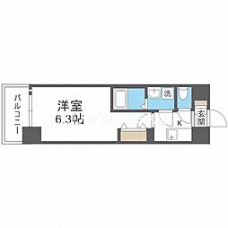 エスリード江坂公園 1Kの間取図画像