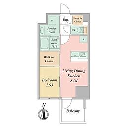 セレニテ東梅田アリエ 1LDKの間取図画像
